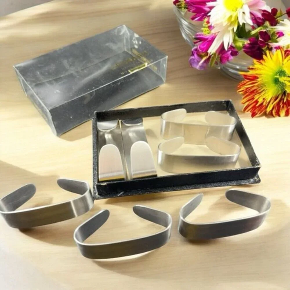 Vintage Leonard Napkin Holders Set 7 Stainless Steel 18/8 Made‎ In Hong Kong VTG